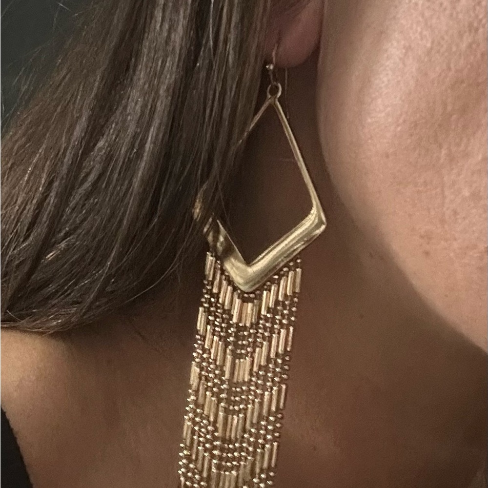 Gold Fringe Statement Earrings Geometric Dangle Nordstrom Boho Glam